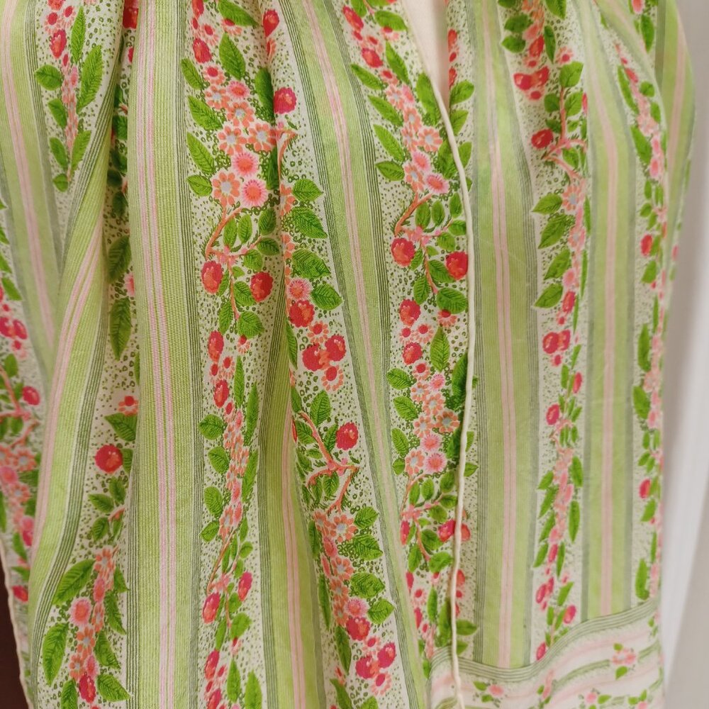 s o l d * 70s Vintage Silk Striped Scarf, 13 x 51, Made in Japan - Picture 2 of 6